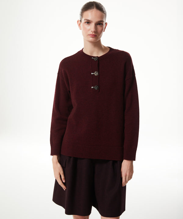 Machka Wool Knitwear With Decorative Buttons Bordoux