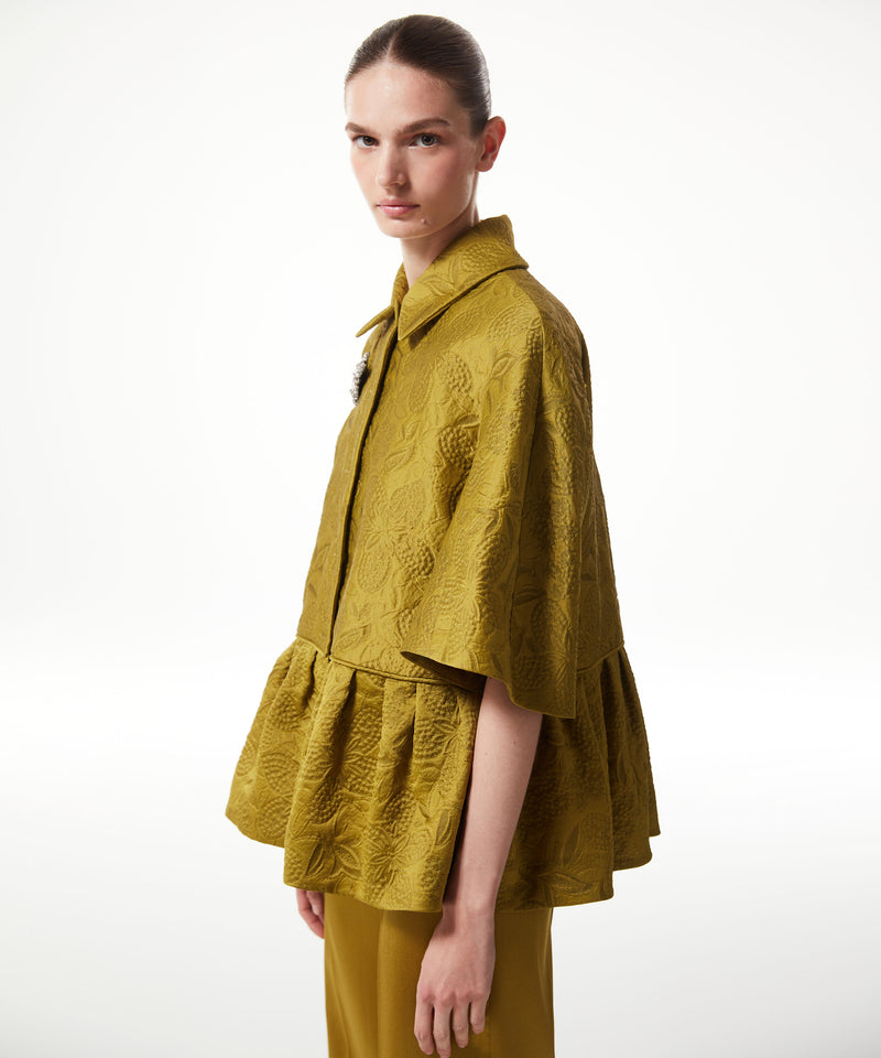 Machka Jacquard Ruffle Hem Jacket Yellow