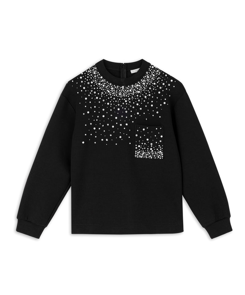 Machka Pearl-Embroidered Sweatshirt Black