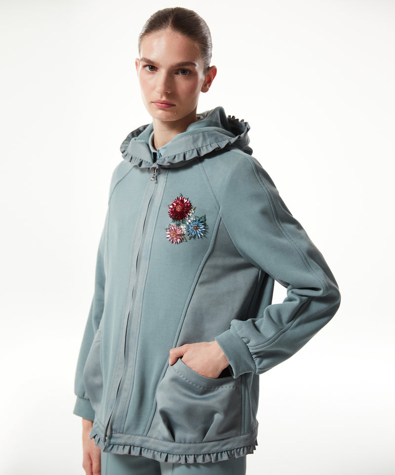 Machka Floral Embroidered Sweatshirt Light Blue