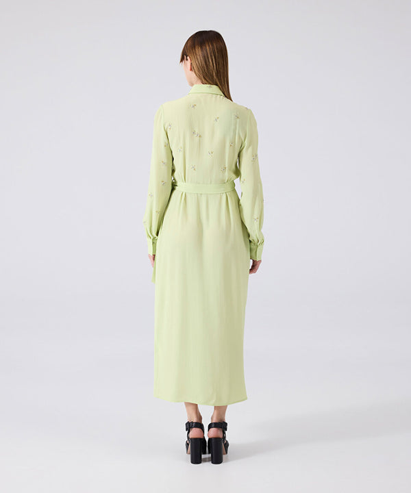 Machka Embroidered Belted Dress Light Green