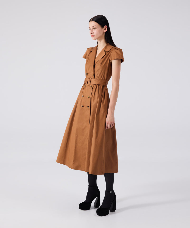 Machka Poplin Dress With Metal Buttons Bronze