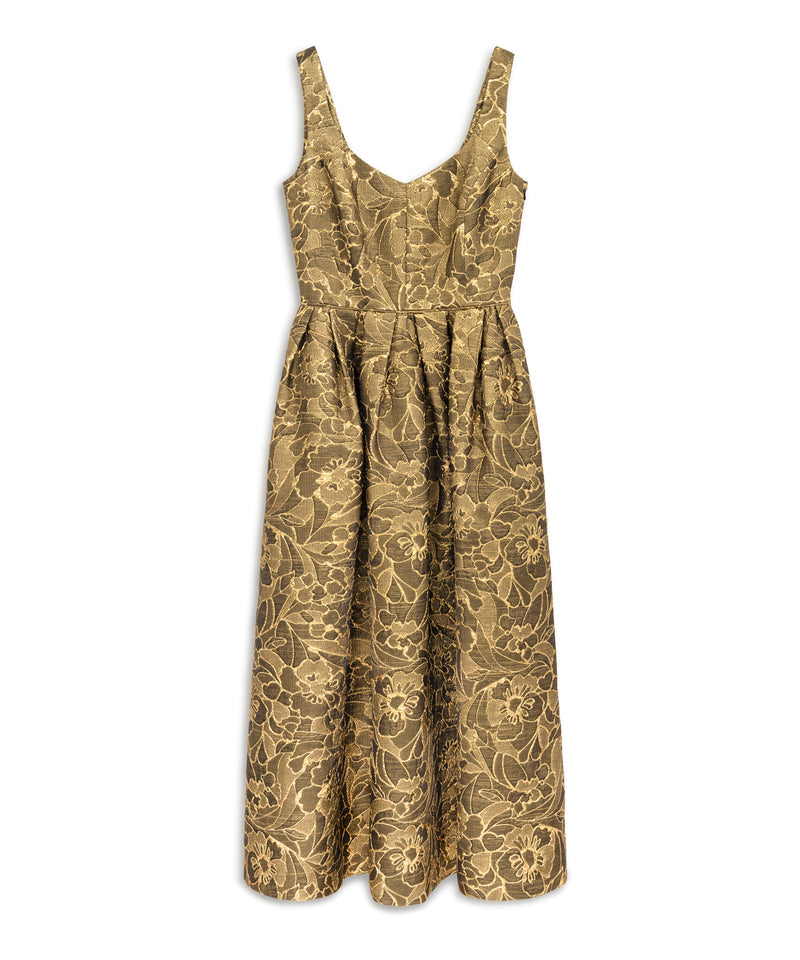 Machka Brocade Midi Dress Gold