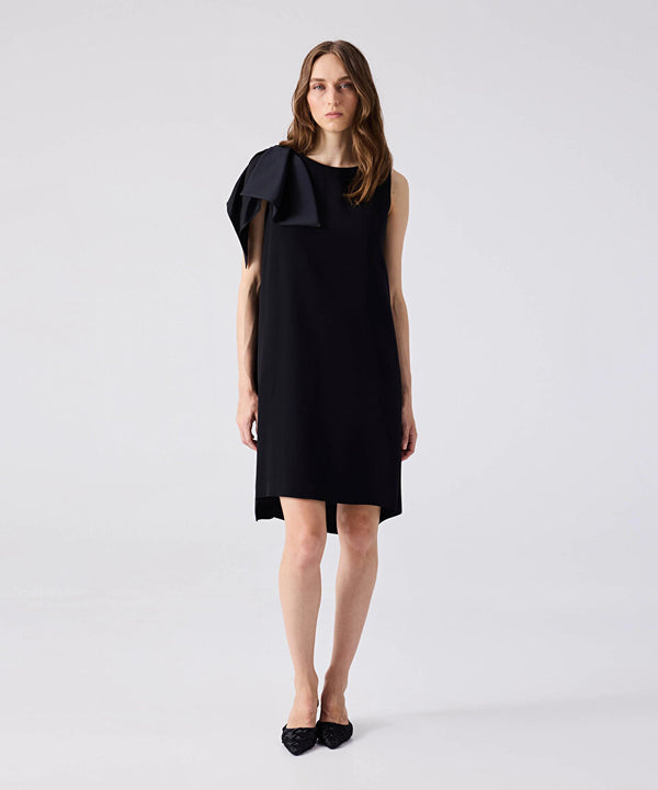 Machka Asymmetrical Bow Dress Black