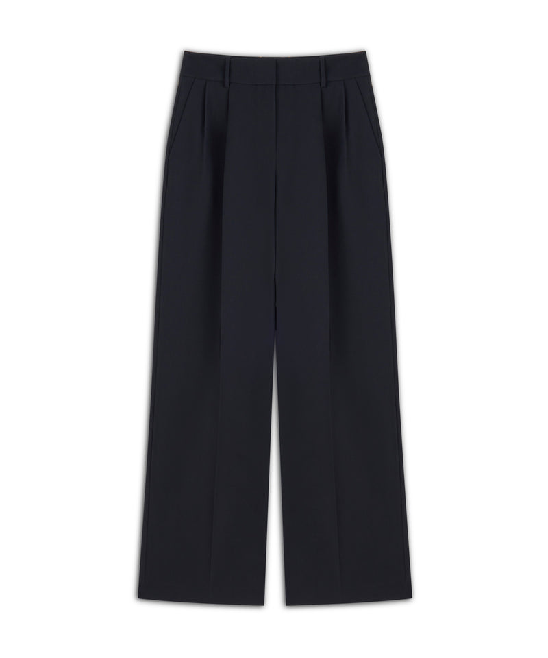 Machka Wide Leg Fit Pleated Trousers
 Navy Blue