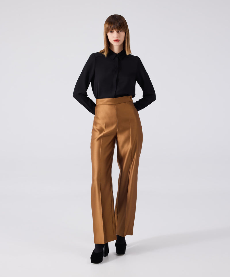 Machka Shiny Textured Trousers
 Bronze