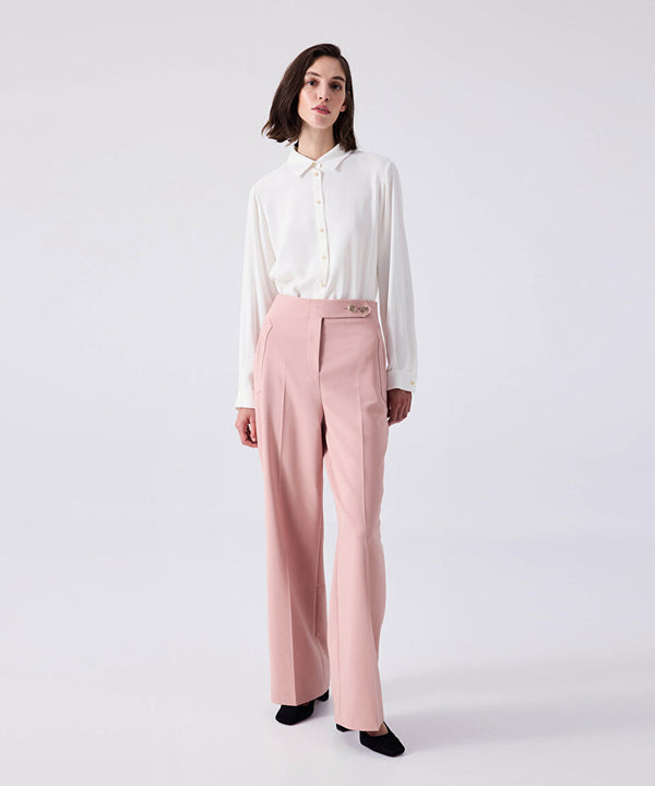 Machka Asymmetrical Metal Button Trousers Powder