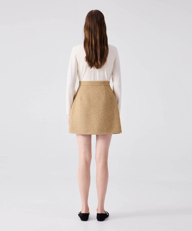 Machka Tweed Skirt With Shiny Threads Gold