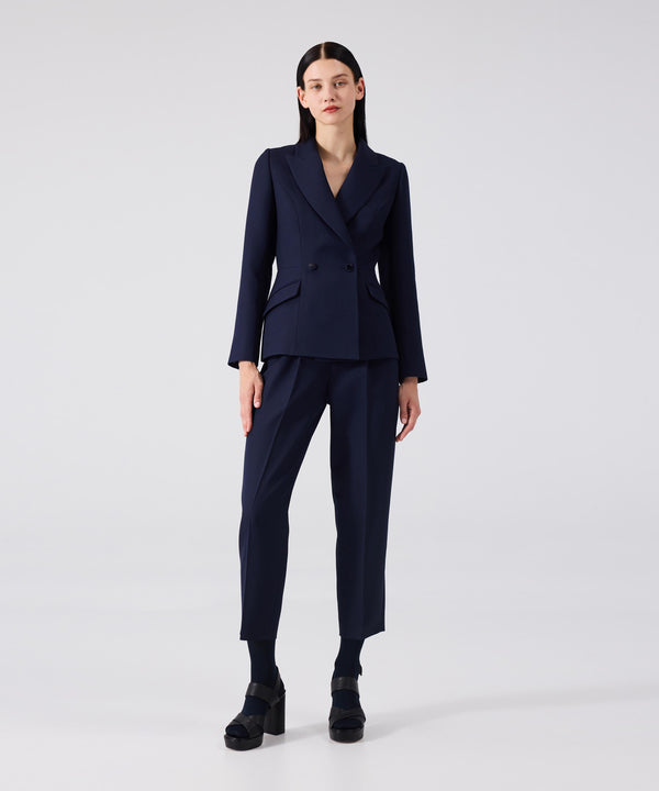 Machka Double Breasted Wool Blazer Navy