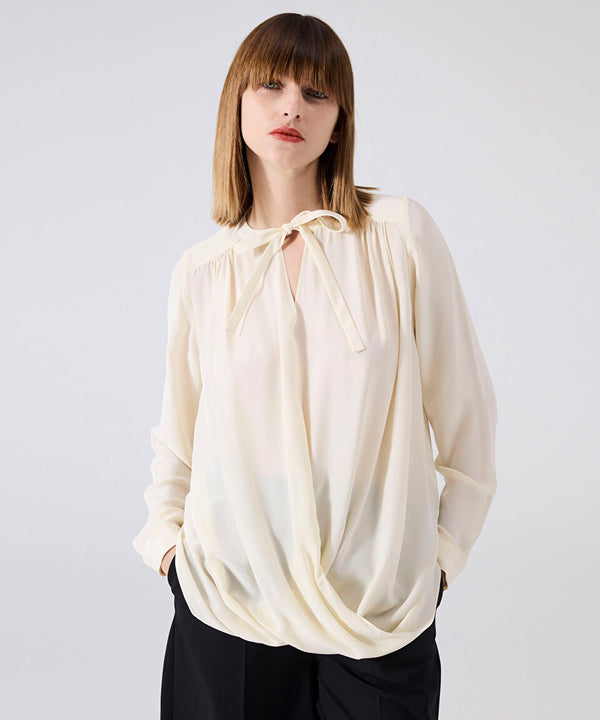 Machka Neck Tie Blouse
 Off White