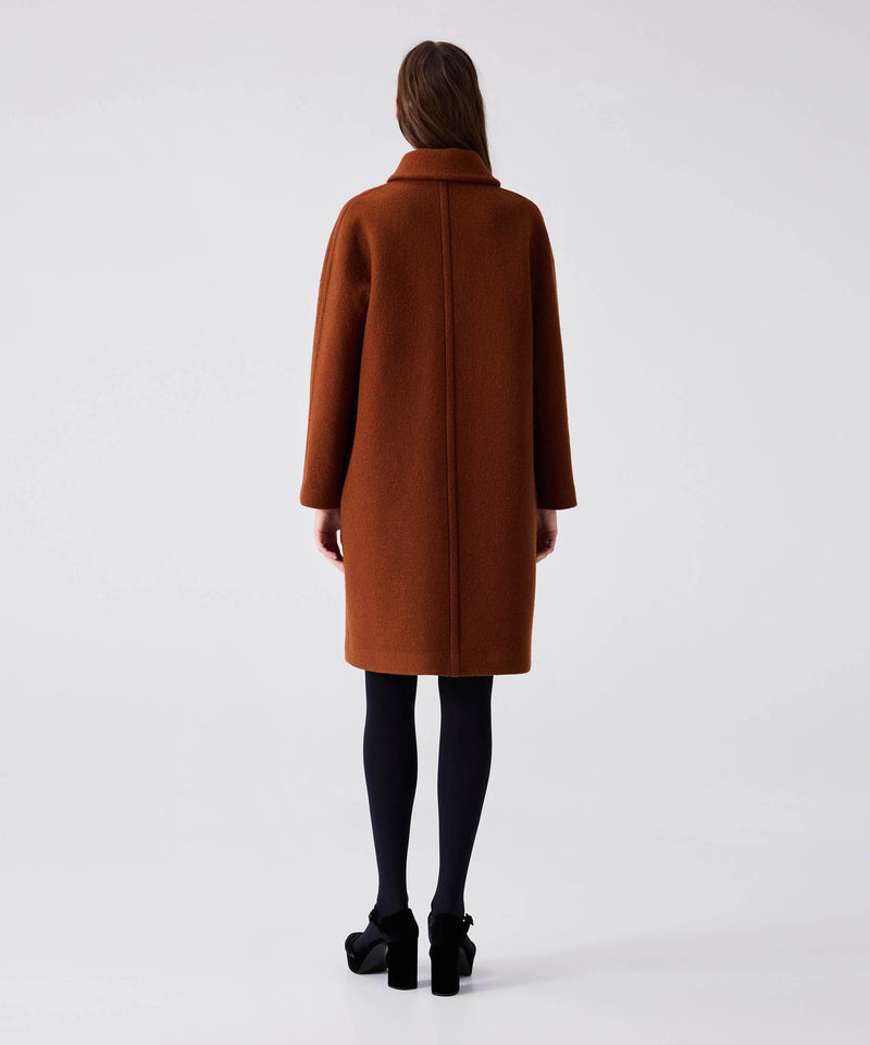 Machka Textured Heavy Wool Coat Brick