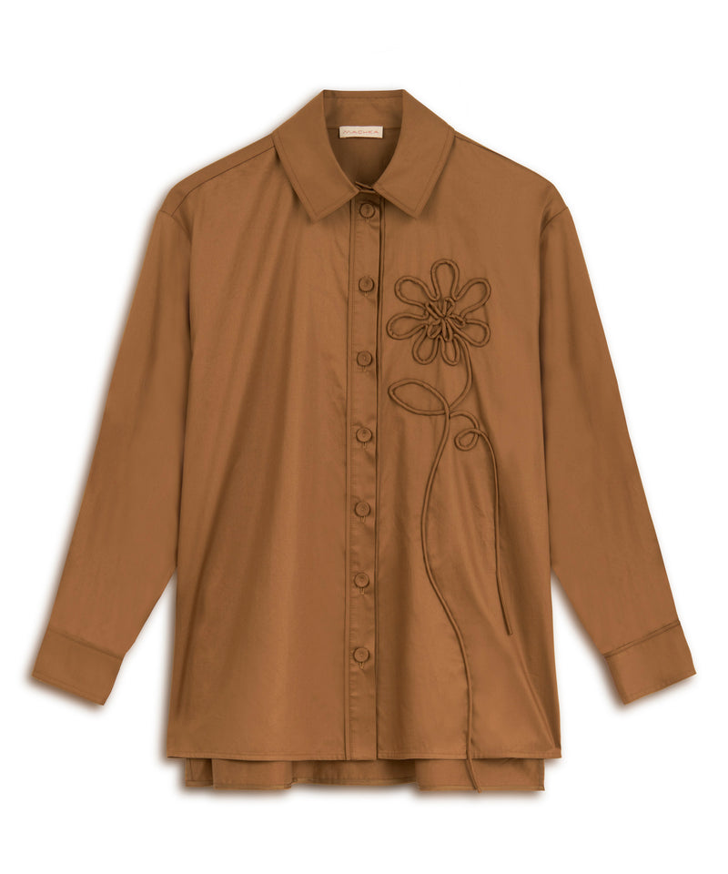 Machka Flower Applique Shirt Jacket Bronze