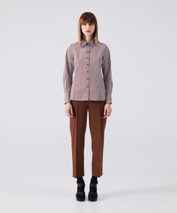 Machka Embroidered Stripe Pattern Shirt Brick