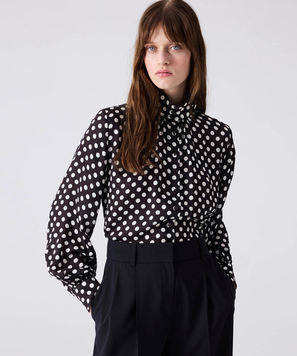 Machka Polka Dot Pattern Shirt Dark Brown