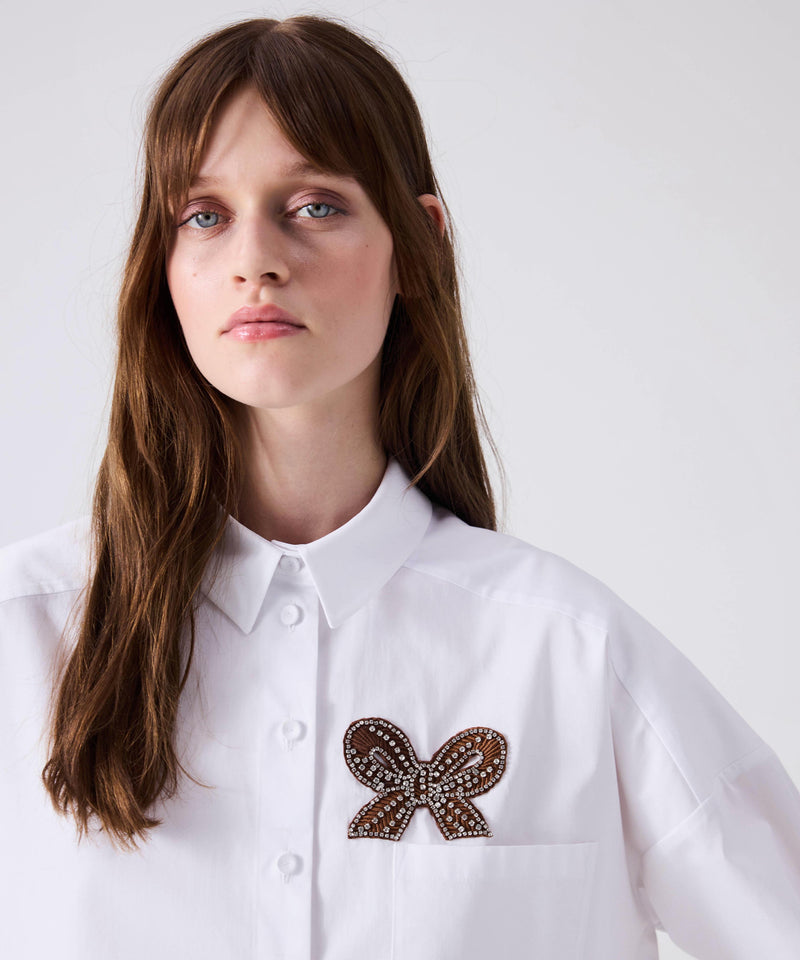 Machka Poplin Shirt With Bow Embroidery White