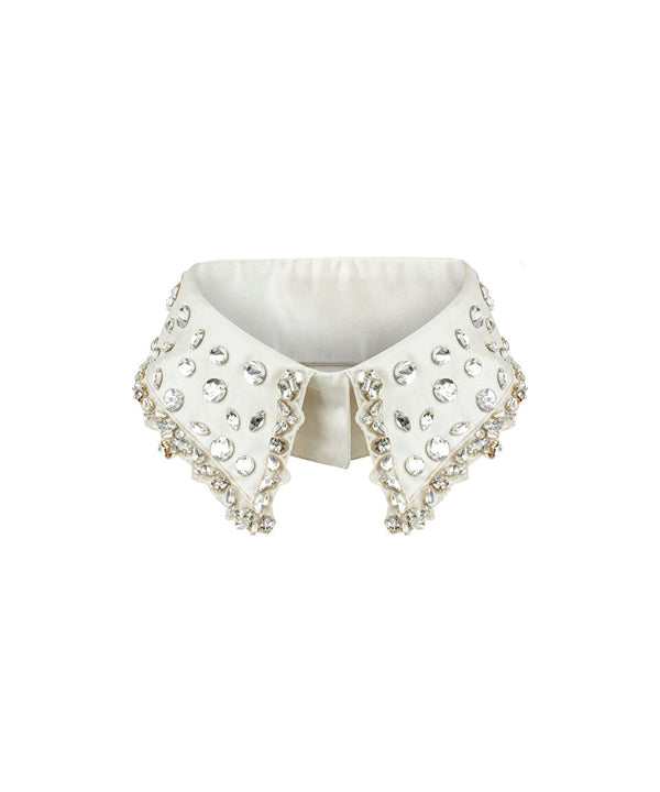 Machka Satin Duchess Collar With Stone Embroidery Off White