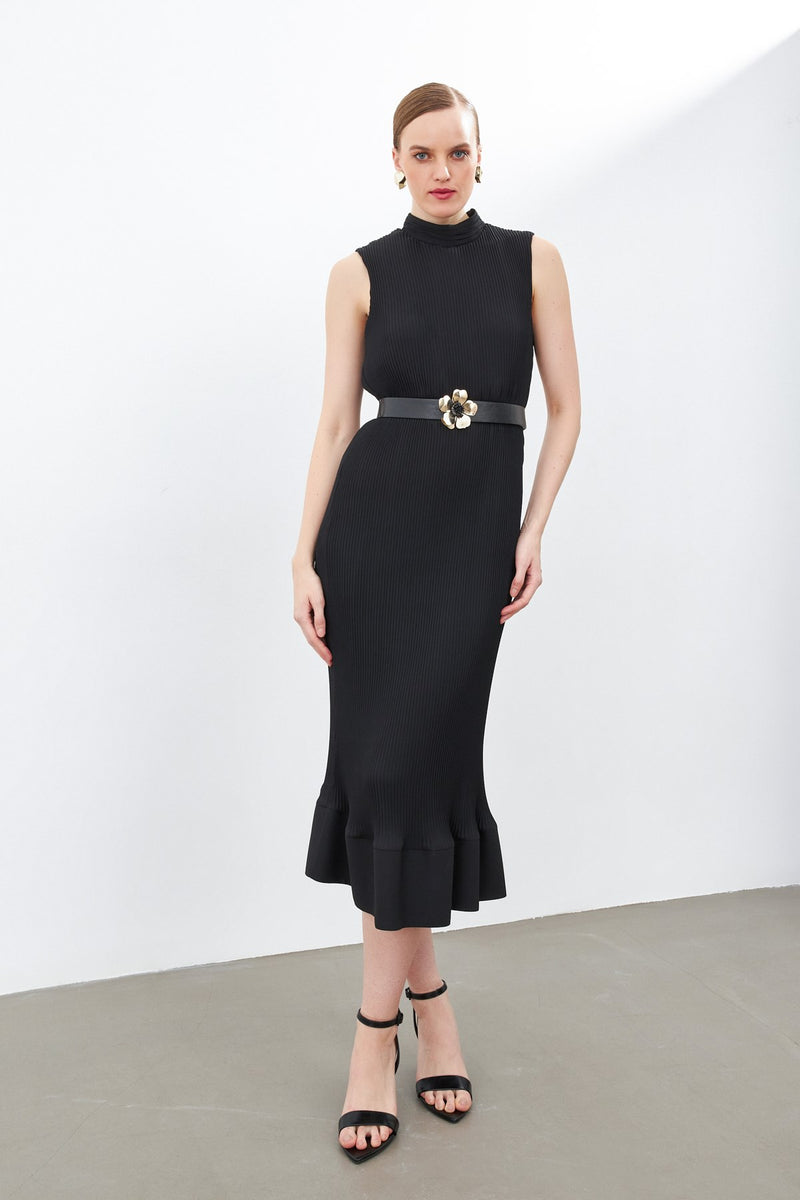 Setre Sleeveless Rib Midi Dress Black