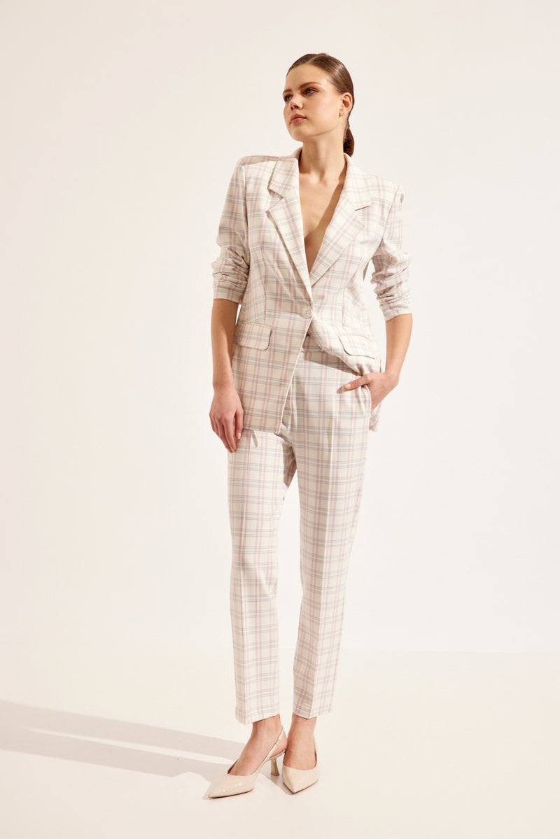 Setre Plaid Pattern Suit Ecru