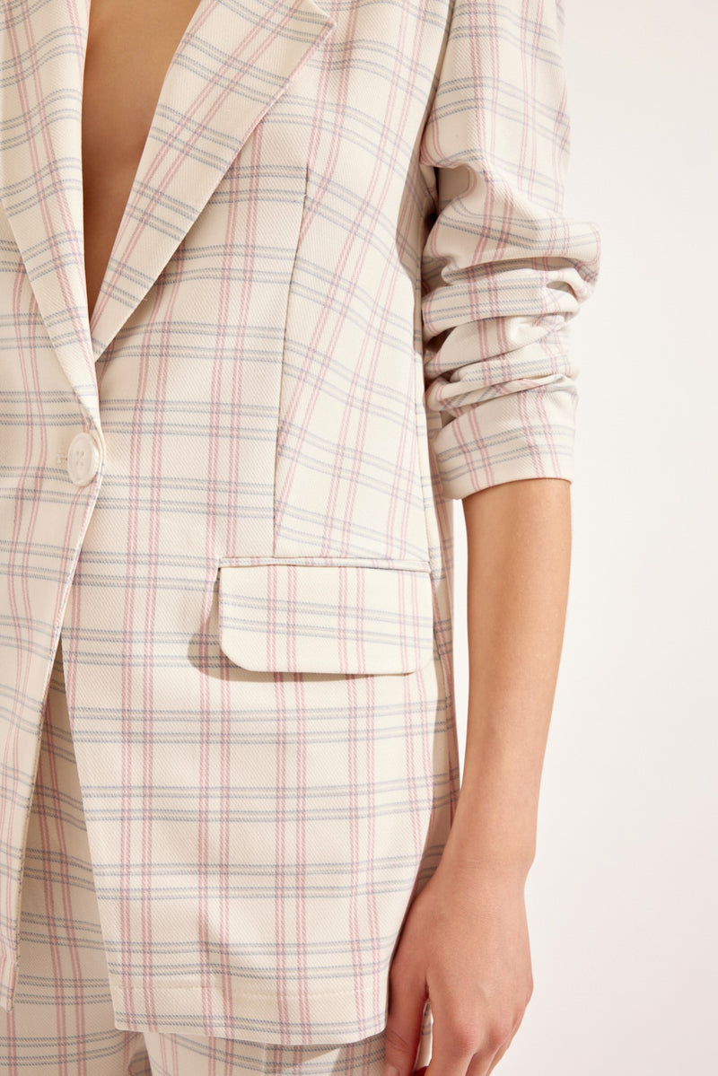 Setre Plaid Pattern Suit Ecru