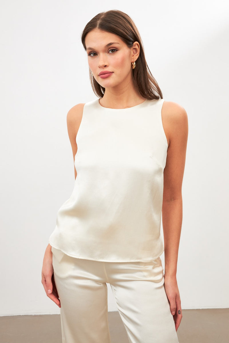 Setre Solid Sleeveless Blouse Cream