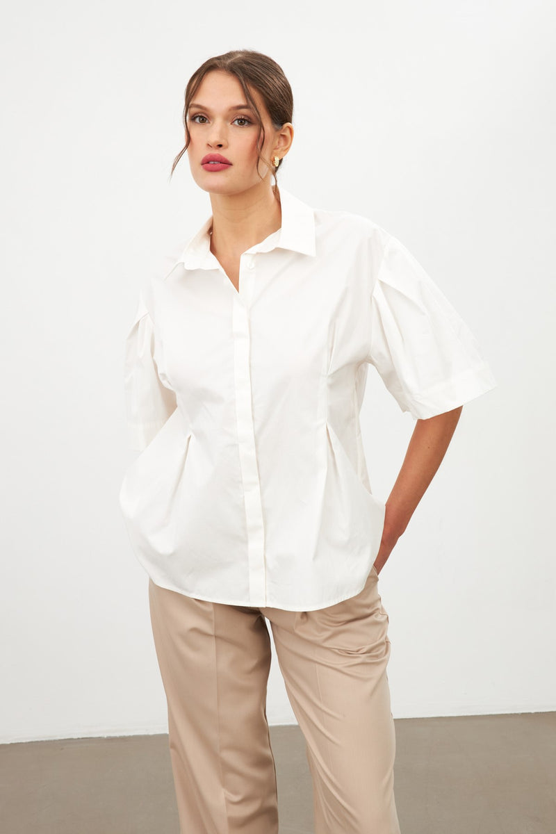 Setre Balloon Sleeve Detailed Shirt Ecru