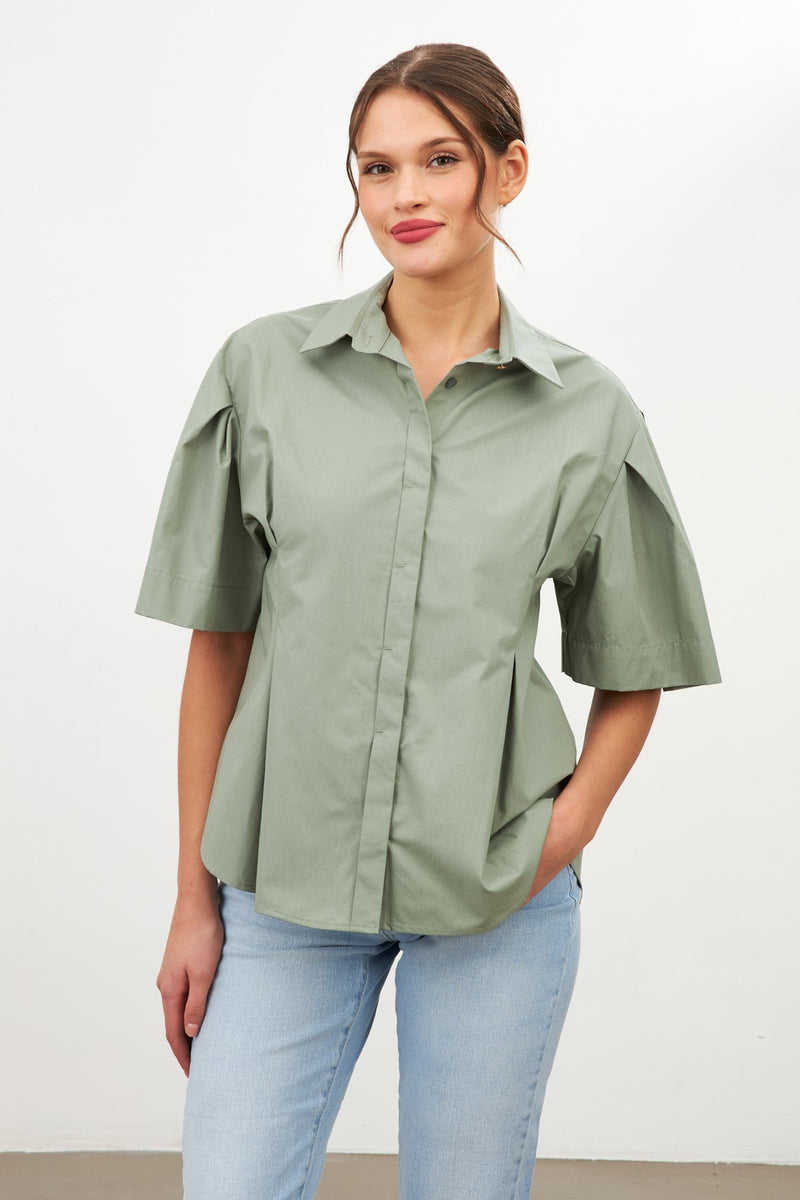 Setre Balloon Sleeve Detailed Shirt Olive