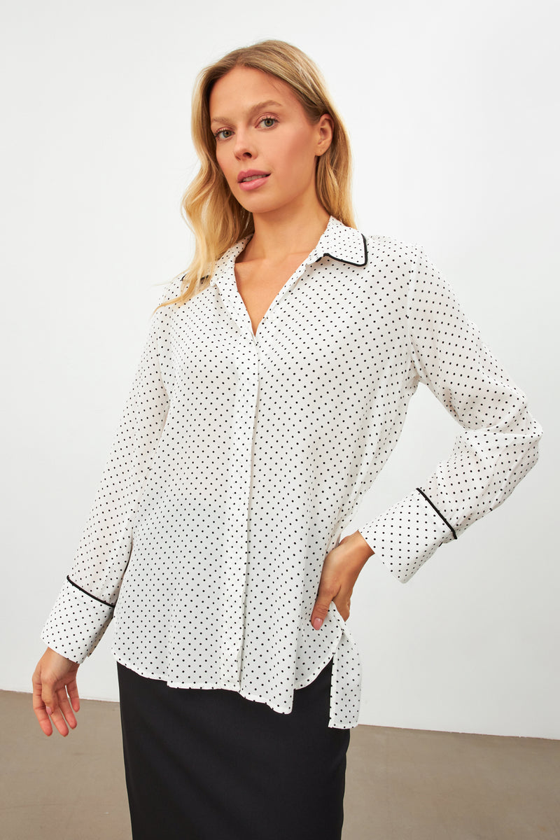 Setre Polka Dot Patterned Long Sleeve Shirt Black/Ecru