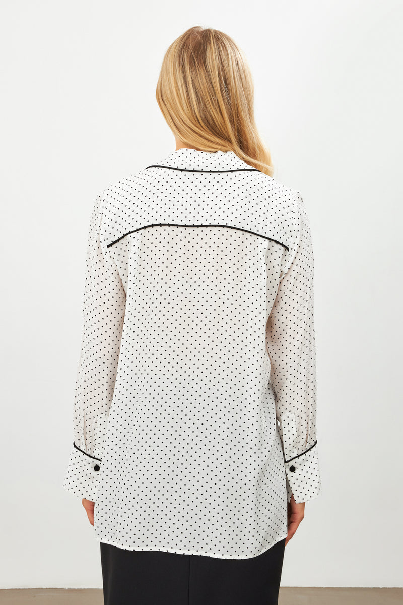 Setre Polka Dot Patterned Long Sleeve Shirt Black/Ecru