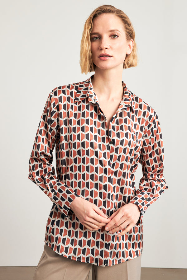 Setre Geometric Pattern Shirt Brick