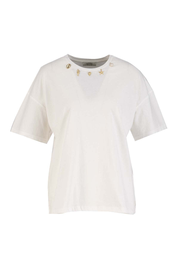 Setre Embellished Detail T-Shirt Ecru