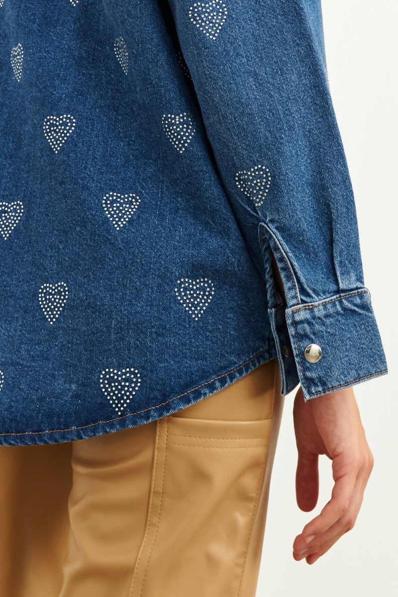 Setre Stone Detailed Denim Jacket Blue