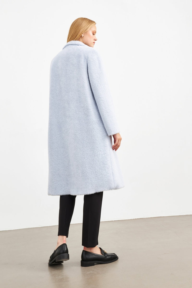 Setre Double-Breasted Fur Coat Light Blue