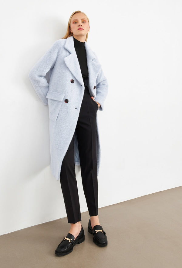 Setre Double-Breasted Fur Coat Light Blue