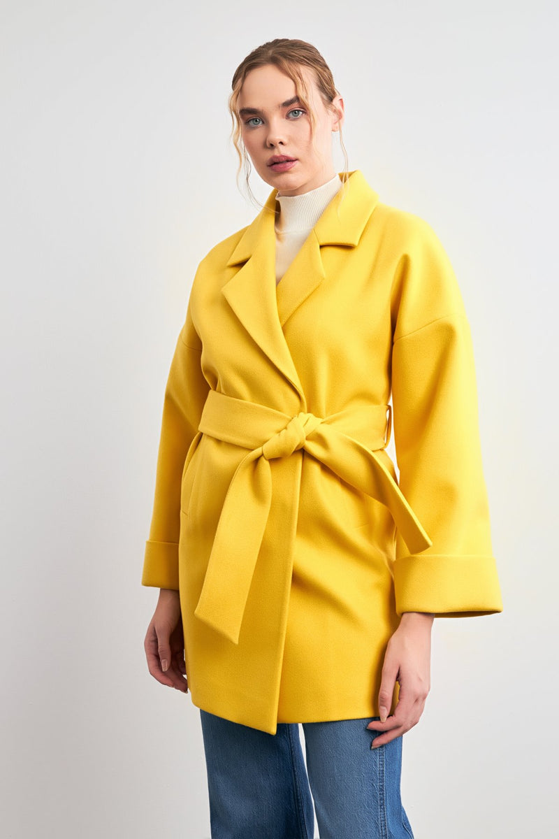 Setre Pocket Belted Coat Yellow