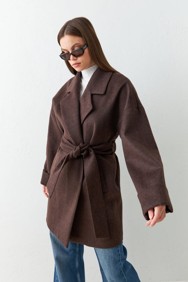 Setre Coat With Belt Detail Brown