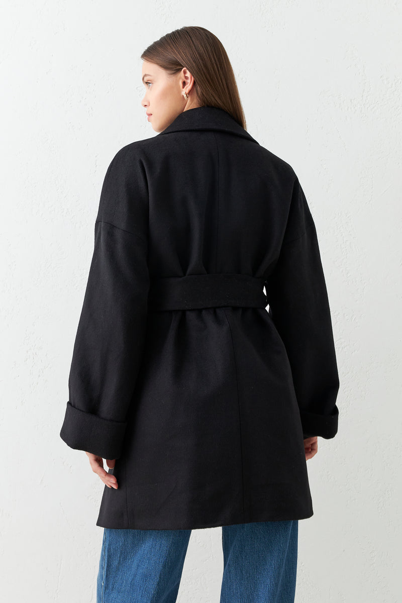 Setre Coat With Belt Detail Black