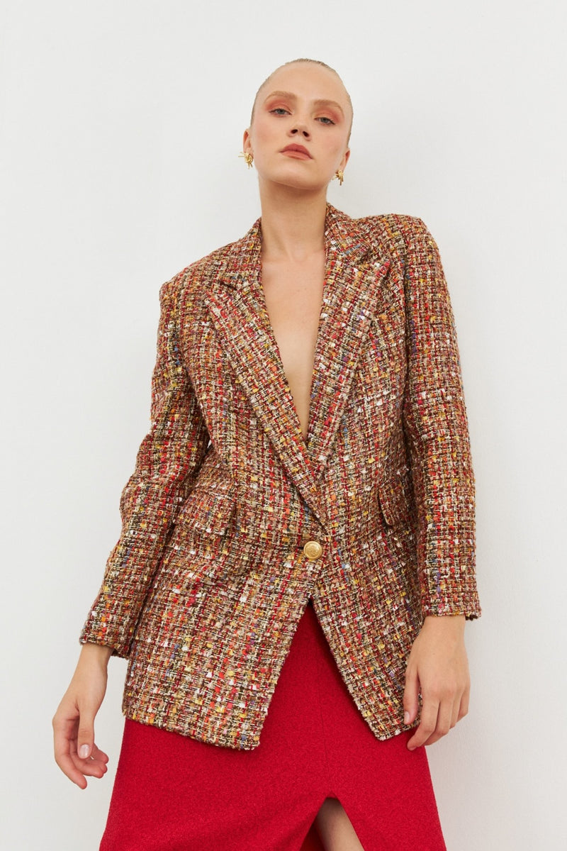 Setre Patterned Tweed Jacket Beige/Orange