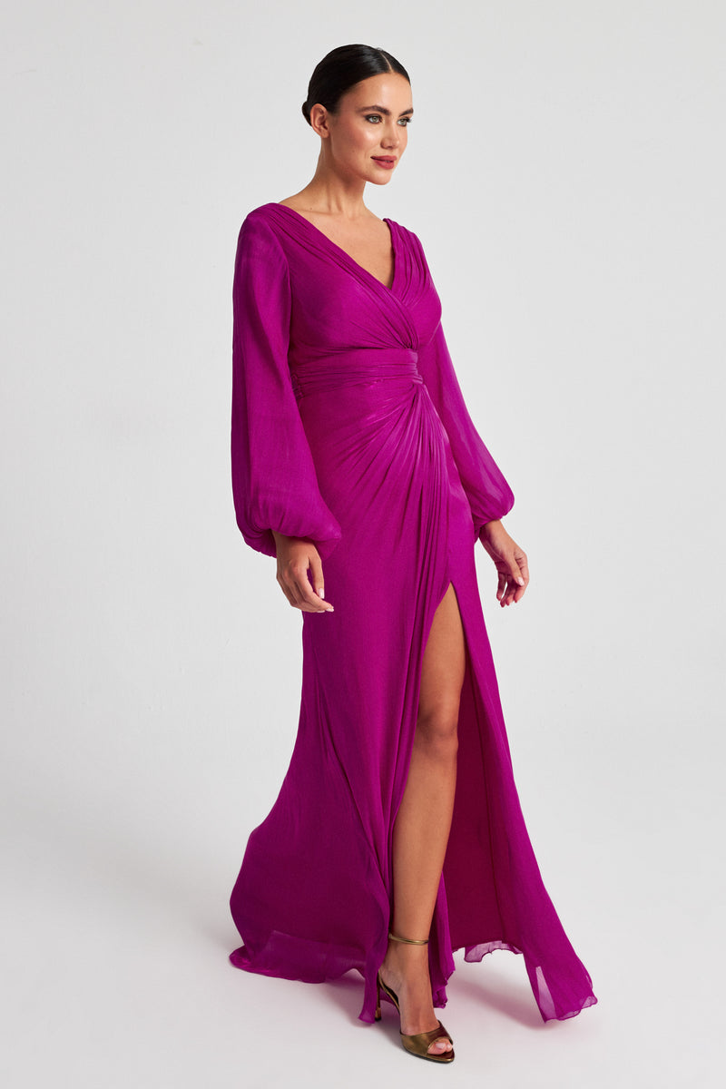 Setre Evening Dress With Slit Detail Fuchsia