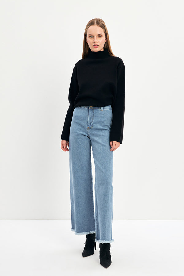 Setre Fringe Hem Denim Trousers Blue