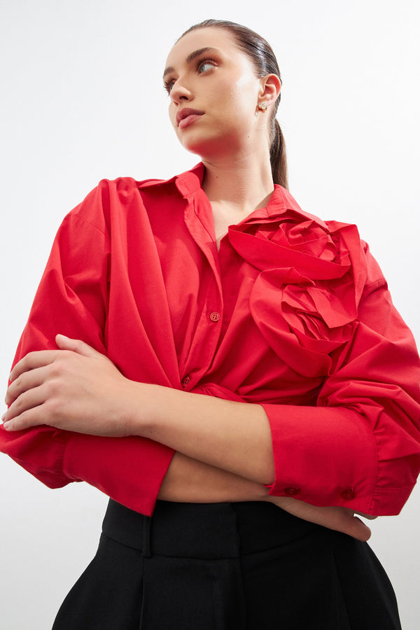 Setre Long Sleeve Shirt With Rose Details Red