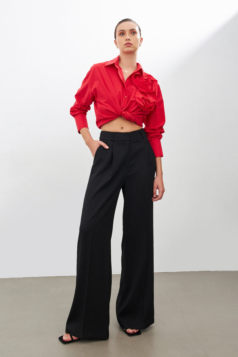 Setre Long Sleeve Shirt With Rose Details Red