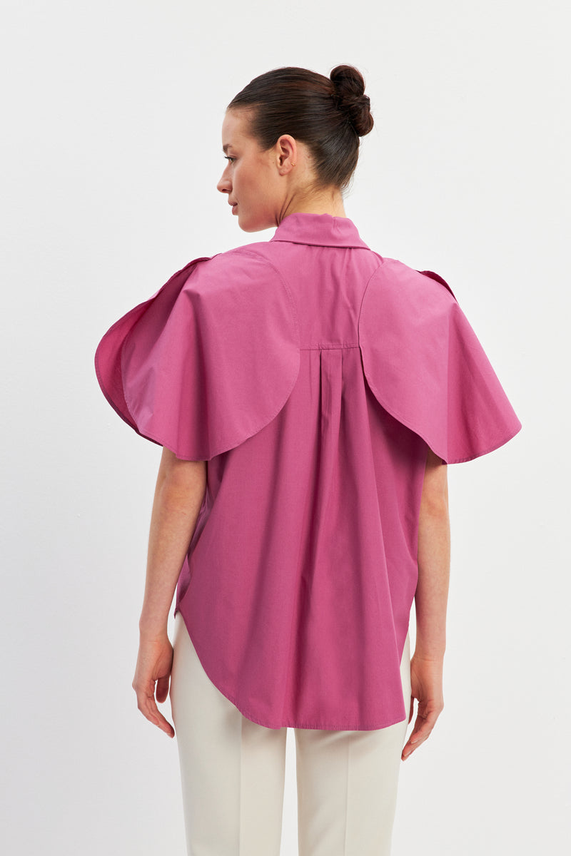 Setre Short-Sleeve Shirts With Cape Detail Dusty Rose