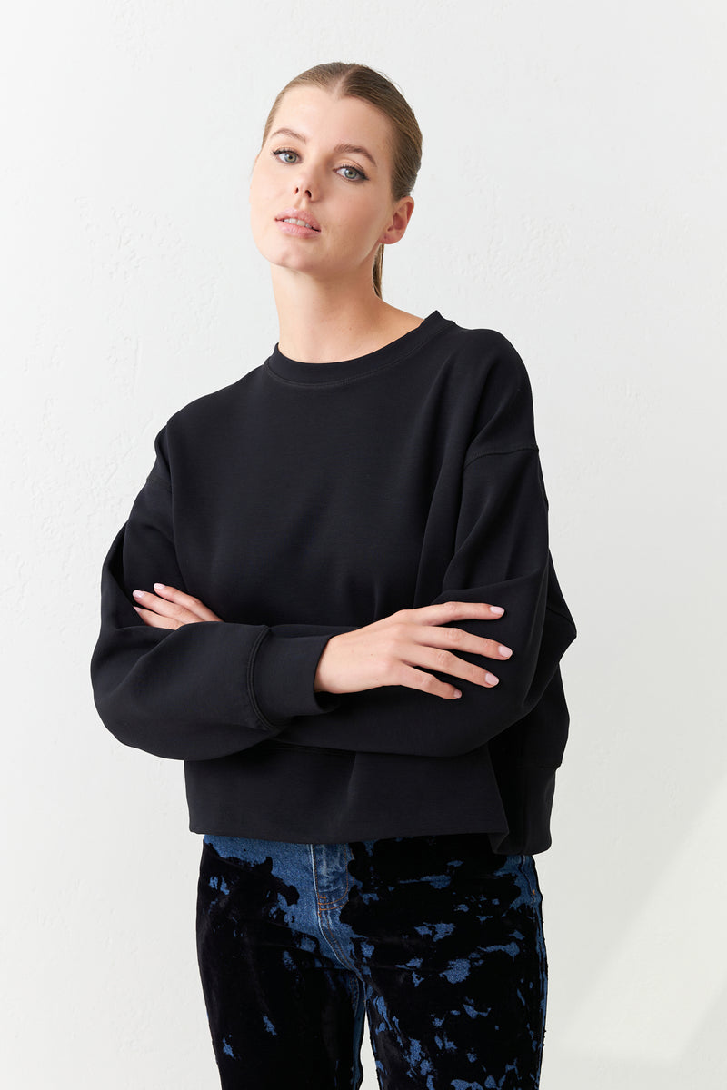 Setre Crew Neck Long Sleeve Sweatshirt Black