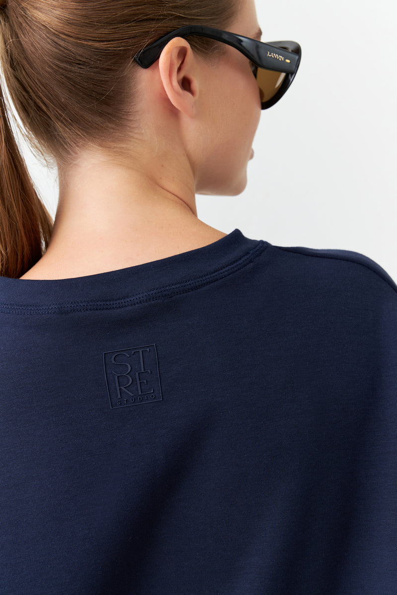 Setre Crew Neck Long Sleeve Sweatshirt Navy