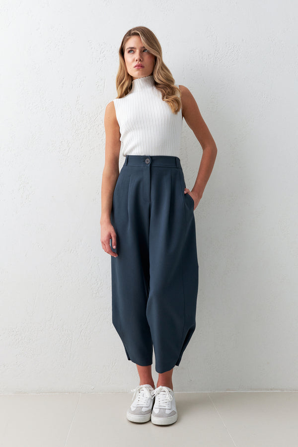 Setre Relaxed Cut Trousers With Leg Detail Petrol