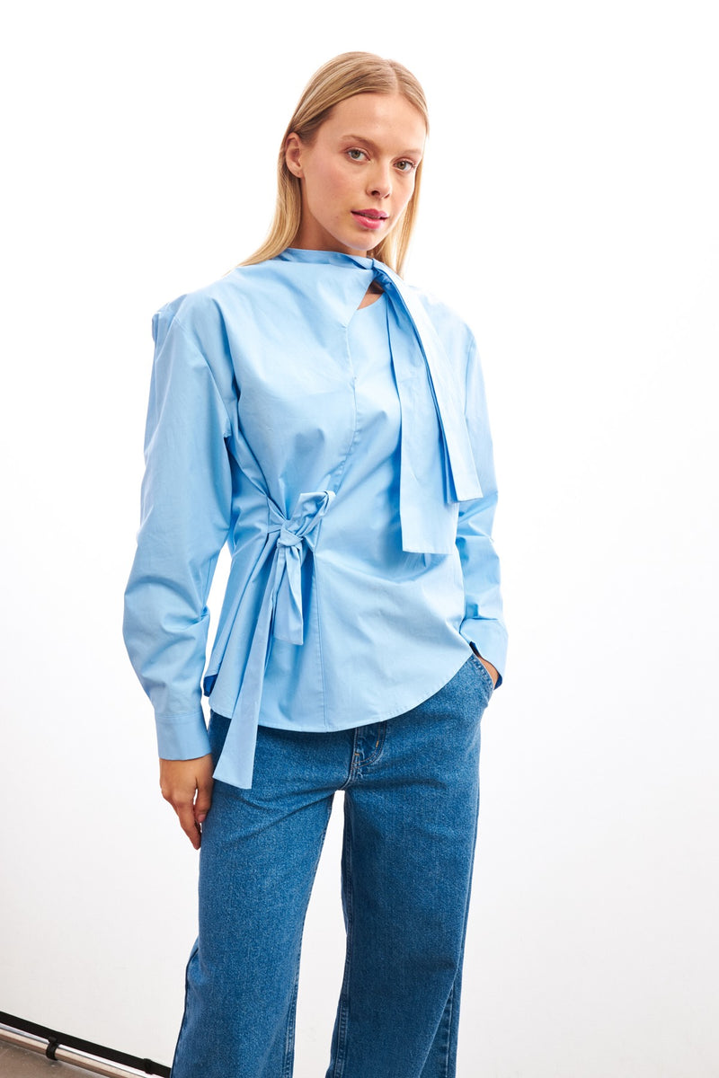 Setre Lace Tie Detail Shirt Blue