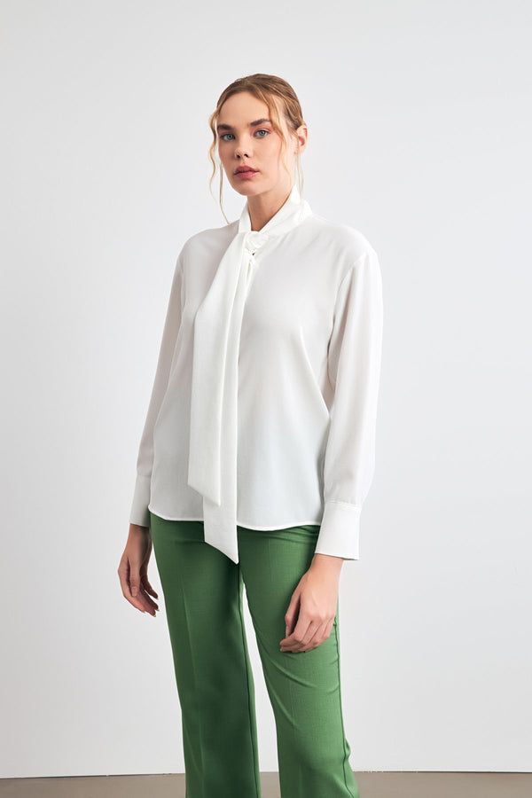 Setre Casual Cut Shirt With Halter Tie Detail Ecru