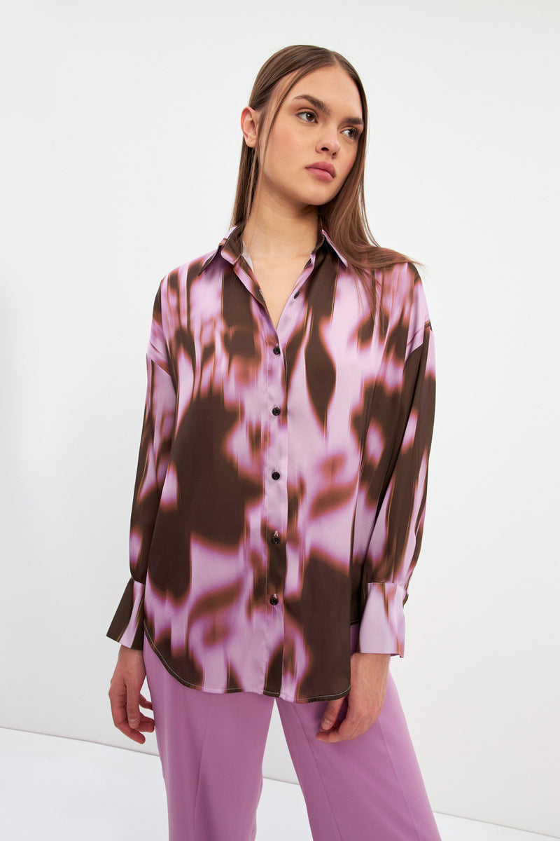 Setre Patterned Long Sleeve Shirt Purple