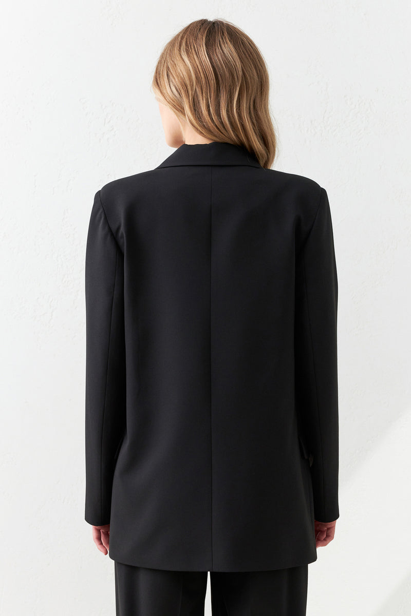 Setre Detailed Collar Single Breasted Jacket Black