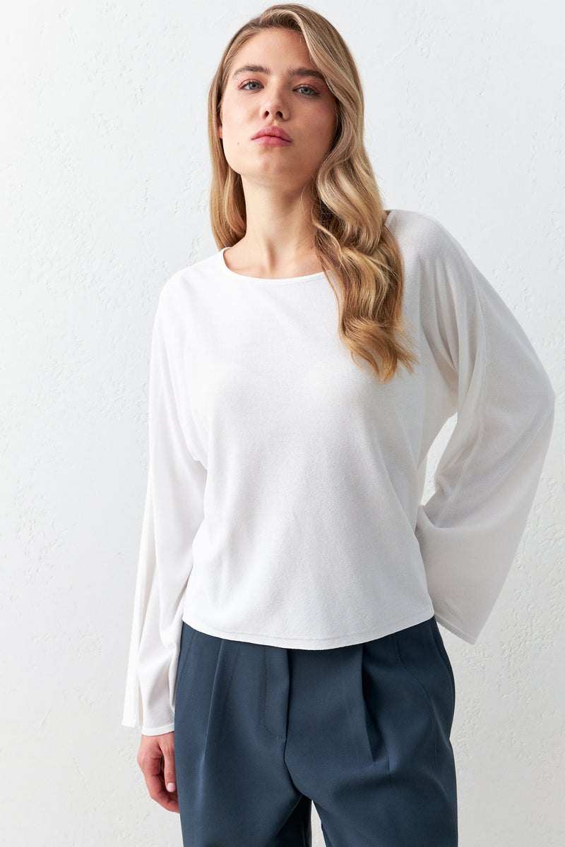 Setre Relaxed Cut Knitwear Blouse With Sleeve Detail Ecru